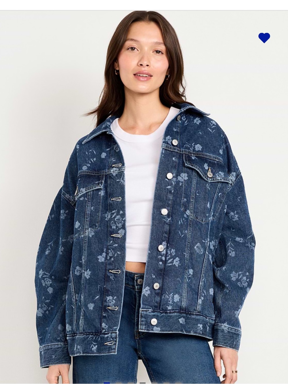 NWT Oversized Floral Print Denim Jacket
